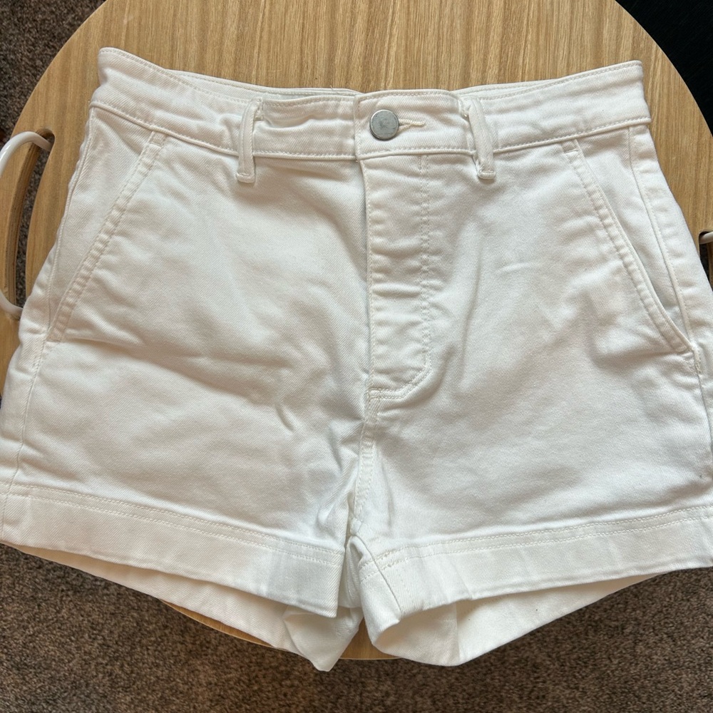 Everlane High Waist Cream Shorts